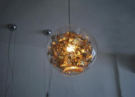 o pendente de suspensão do globo do emaranhado 100W ilumina a iluminação da bola de vidro com cor do ouro
