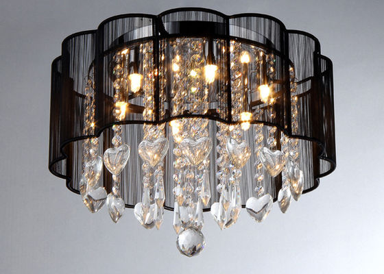 Candelabro moderno da sala de visitas de 6 luzes que leve o linho preto