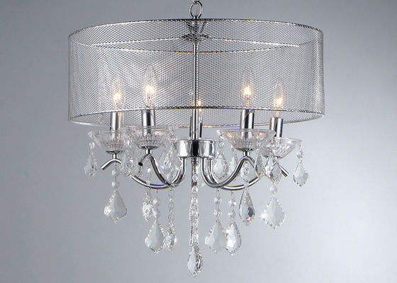 Luzes modernas do pendente do teto do cromo E12, pendente de cristal do candelabro
