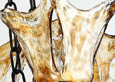 Candelabro decorativo home leve do ferro forjado do preto 8 com máscara de vidro ambarina