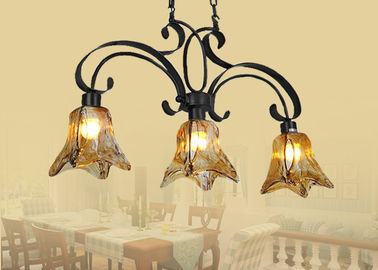 Luz original/rústica/retro do candelabro de vidro ambarino do ferro forjado da máscara do estilo 3, base E27