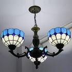 Candelabros azuis do estilo de Tiffany da lâmpada do ferro forjado que penduram a luz