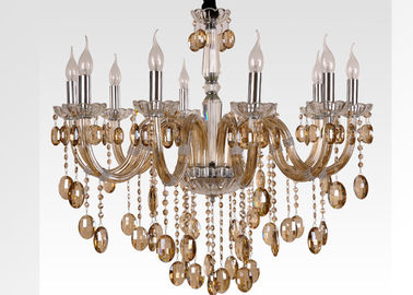 Candelabro de cristal luxuoso do conhaque 10 claro, candelabros de vidro modernos do pendente