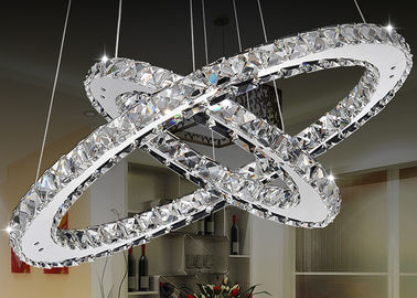 Lâmpada de cristal moderna funky do candelabro do diodo emissor de luz K9/iluminação luxuoso do pendente com de aço inoxidável