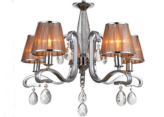 Crome a luz contemporânea luxuosa interna clara/lâmpada de 5 candelabros com máscara da tela