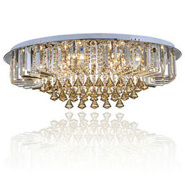 Luz de teto de cristal luxuosa redonda feita sob encomenda com gota de vidro da pérola para a casa/sala de visitas
