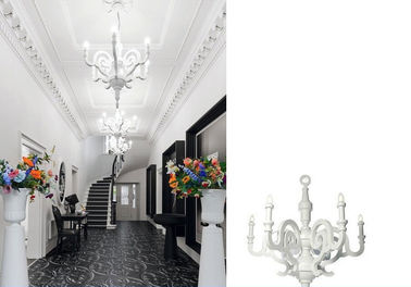 candelabro branco do resina dos candelabros do hotel 40W/o de madeira para o restaurante/hotel decorativos