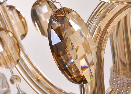 Candelabros modernos de vidro do hotel da arte luxuosa grandes com conhaque galvanizado 1500W