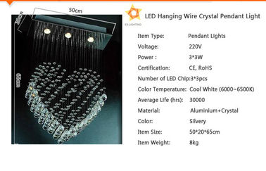 Luz de cristal do pendente da sala de jantar, 3pcs * o candelabro 3W ilumina-se