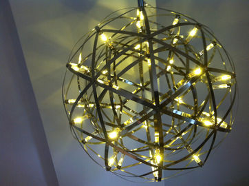 Bola redonda de aço inoxidável da luz moderna da suspensão a grande deu forma à lâmpada de pendente para a decoração home