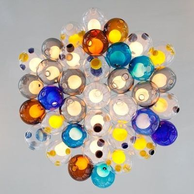 Lâmpada de pendente colorida de suspensão dobro criativa do diodo emissor de luz G9 das luzes de teto da tampa de vidro