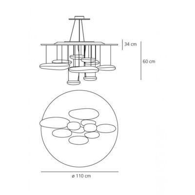 O cromo moderno Skydro conduziu luzes do candelabro com materiais do ABS Zinc+alloy para a decoração comercial da iluminação