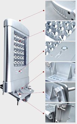 a altura 12W de 6m aquece as luzes de rua solares integradas exteriores brancas do diodo emissor de luz de Bridgelux IP66